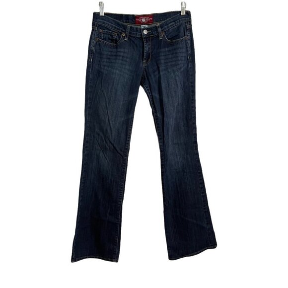Lucky Brand Womens Dark Wash Sweet N Low Boot Cut Y2K Whiskered Jeans Size 4/27 - Picture 1 of 9